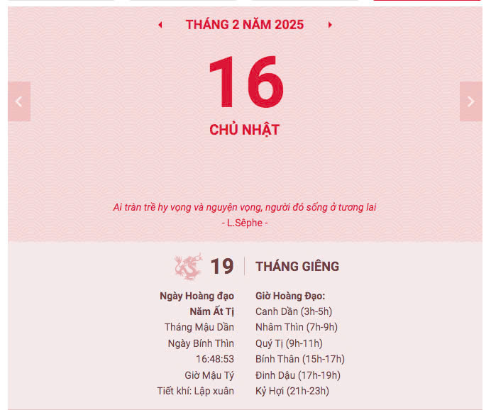 ngày tốt tháng 2