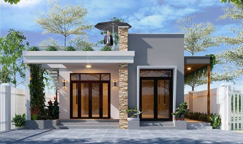 mẫu nhà cấp 4 đẹp 5x20