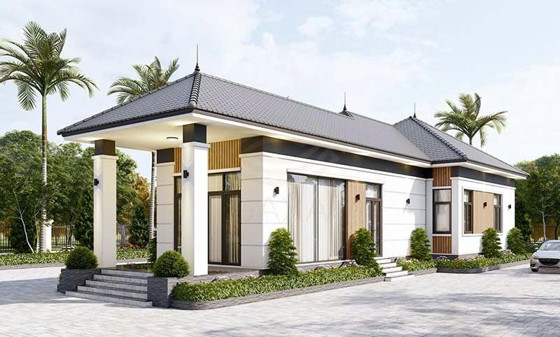 nhà cấp 4 mái thái 3 phòng ngủ