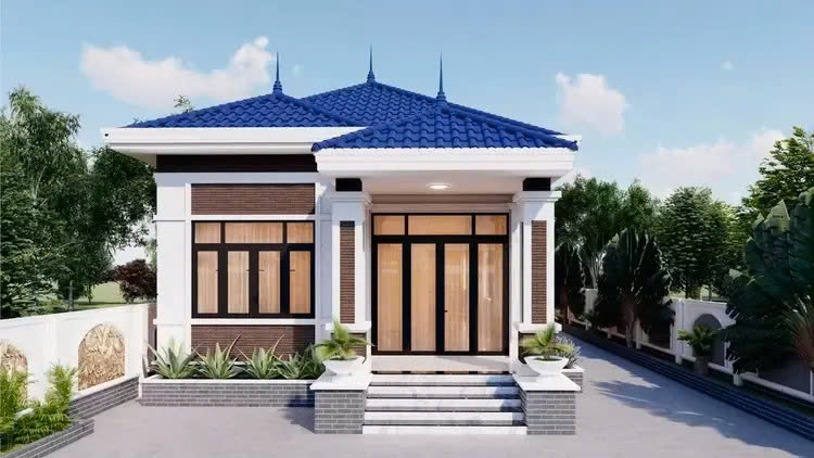 nhà cấp 4 mái thái 3 phòng ngủ