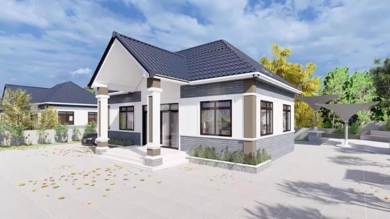 nhà cấp 4 mái thái 3 phòng ngủ