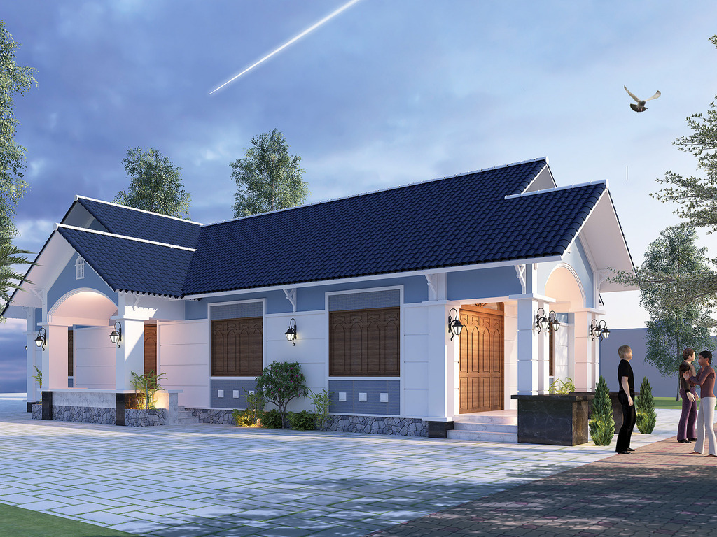 nhà cấp 4 mái thái 3 phòng ngủ