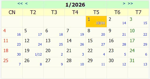 ngày tốt tháng 1